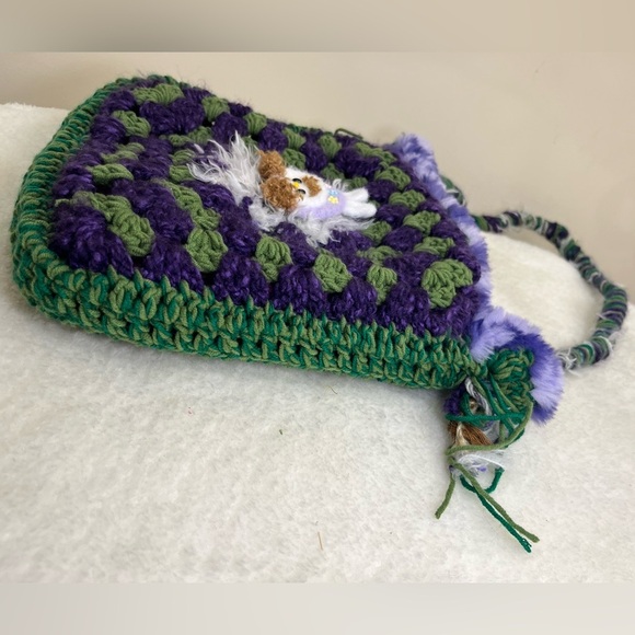 Handcrafted Green and Purple Crochet Bag - Picture 11 of 12